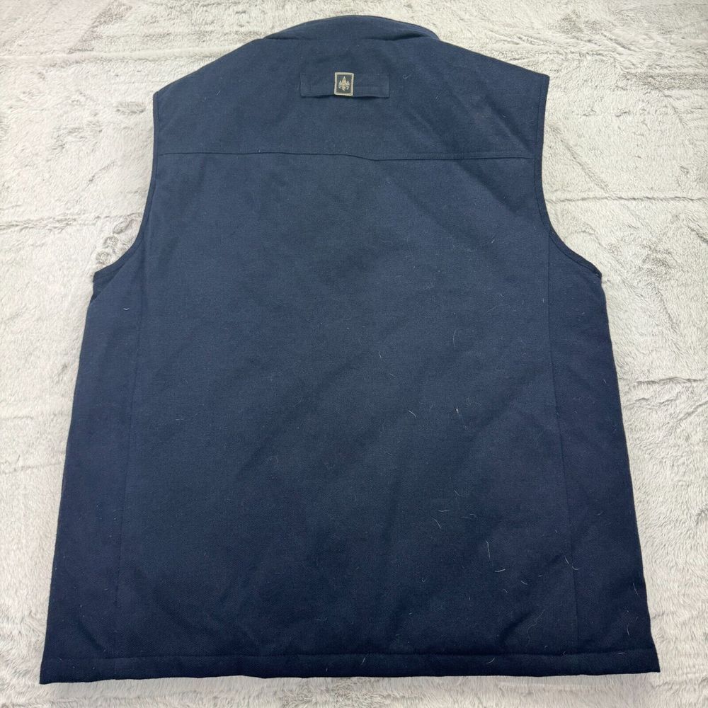Rainforest Vest Mens L Navy Down Quilted Lined Membrane System Button Full Zip - Picture 10 of 11